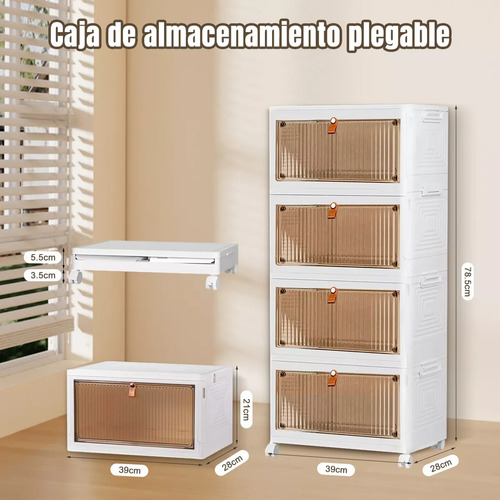 Caja De Almacenamiento Plegable De Cuatro Niveles Color Blanco