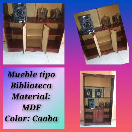 Biblioteca De Madera Mdf Con Tramos Y Puertas