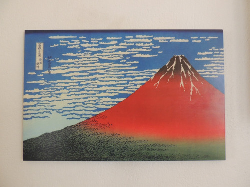 Cuadro 27x42cm Monte Fuji Rojo - Arte Hokusai - 