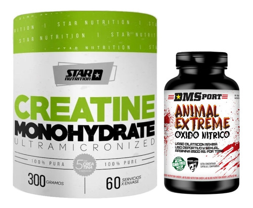 Creatina Star Nutrition 300grs + Óxido Nítrico Arginina Caps