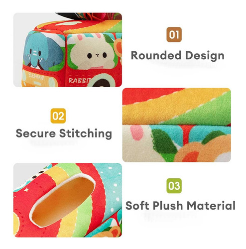 Brinquedo De Pelúcia Baby Montessori Cloth Tissue Box Bus