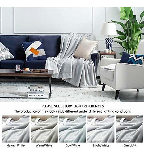 Manta Bedsure Con Forro Polar Aborregado Color Gris Claro Gris Claro
