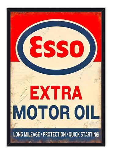 Cuadro Enmarcado - Póster Afiche Esso - Vintage 