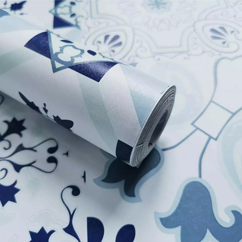 Imagen 6 de 8 de Papel Tapiz Tipo Talavera Artesanal Con Adhesivo 10 M
