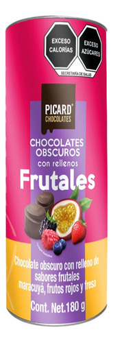 Tubo Chocolates Obscuro Relleno Frutales Frutos Rojos Fresa