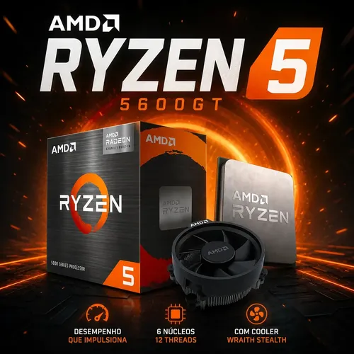 Processador AMD Ryzen 5 5600GT com Cooler, 3.6GHz (4.6GHz Turbo