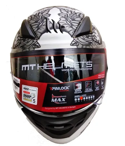 Casco Mt Revenge Skull Y Rose Gris Mate Inegral