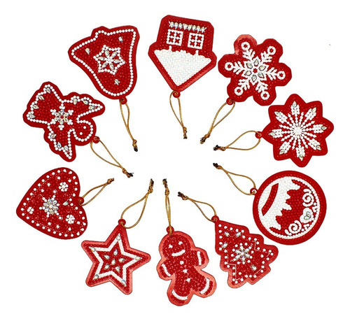 10 Piezas De Adornos De Diamantes De Navidad, Llavero