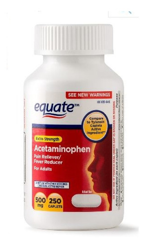 Acetaminophen Americano Extra Fuerte 500mg, 250 Pastas