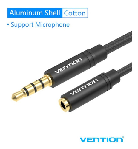 Imagen 3 de 4 de Adaptador Cable Extensor De Audio Microfono 3.5mm Trrs Nylon