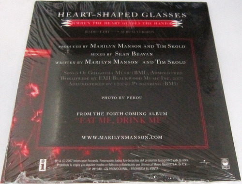 Marilyn Manson - Heart Shaped Glasses Single Promo Nuevo Cd