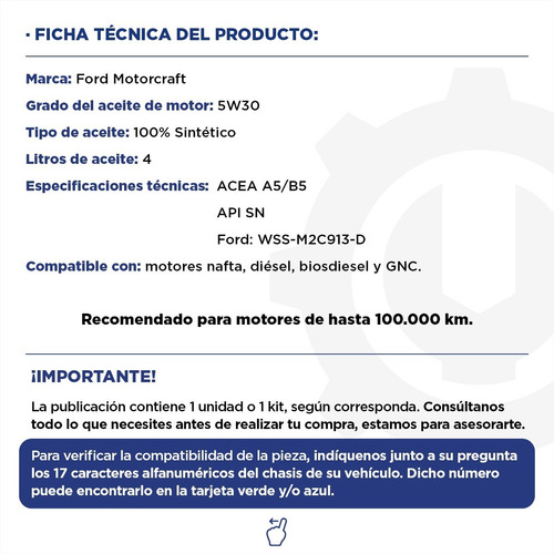 Imagen 2 de 9 de Aceite Ford Motorcraft 100% Sintético X 4 Lts. Rxo 5w30 Ms 4
