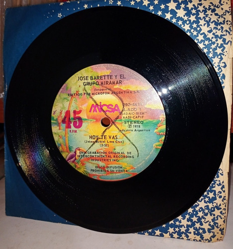 Jose Barette Y El Grupo Miramar / Hoy Te Vas Simple Lp (Usado)