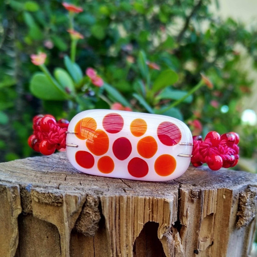 Imagen 3 de 5 de Pulsera Tejida Chaquiron Lunares Rojos