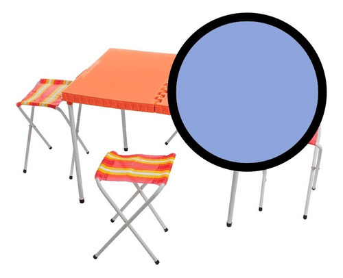 Mesa Plegable Con 4 Banquitos Valija Para Camping 