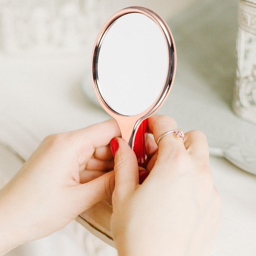 Miniespejo De Maquillaje Redondo, Elegante Espejo Con Estamp