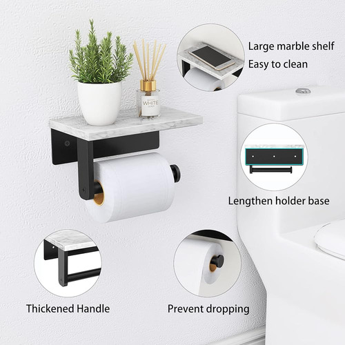 Soporte De Papel Higiénico De Mármol Gypie Con Estante, T
