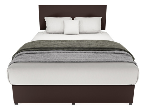 Cama Recamara Base Box Cabecera Urban Chocolate Matrimonial Color Marrón