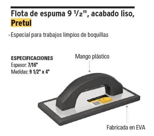 Fraguador Liso De Hule 9-1/2 Espesor 7/16 Pretul