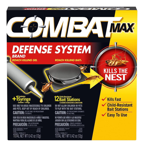 Combat Max Mata Cucarachas Cebo 12 Trampas + 1 Jeringa