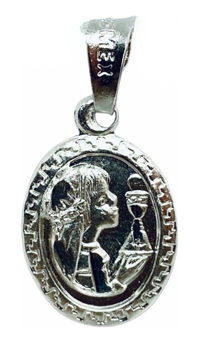 Medalla Primera Comunión Ovalada Niña (deperlá Plata)