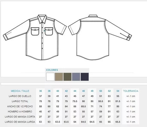 Camisa Trabajo Ombu Original Talle 38-48