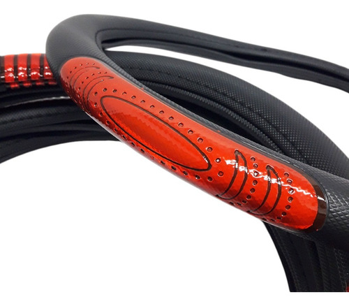 Cubre Volante Desing Reflex Rojo 36cm -estilo Y Diseño- Negro