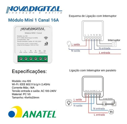 Módulo Automação Residencial Wi-fi 1 Canal | Smart Life Tuya