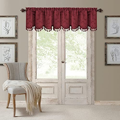 Elrene Home Fashions Mia Jacquard Scroll Blackout Valance, 5