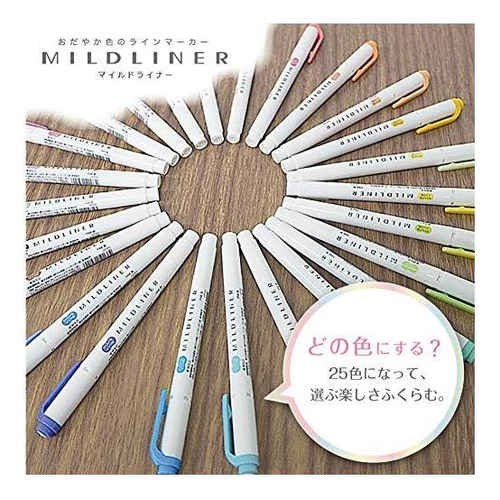 Highlighter Zebra Mildliner Wkt7-25c, Conjunto De 25 Colores