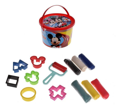 Set De Masas Con Accesorios En Balde Disney - Mickey Color Rojo