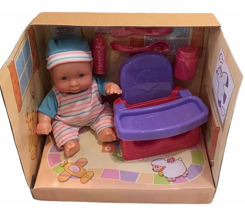 Imagen 3 de 3 de Bebe Bebote 20 Cm Con Sillita Y Accesorios Poppi