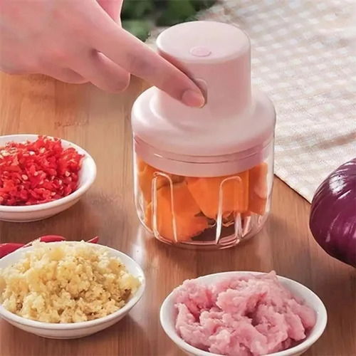 Mini Processador Moedor Elétrico Alho Sem Fio Alimentos Rosa