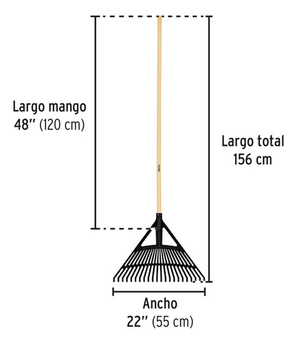 Escoba Plástica Jardín Flex. 22 Dientes Mango 48in Pretul