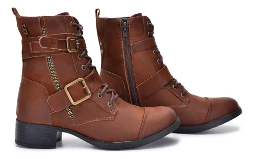 Bota Coturno Feminina Stefanello Couro Orvieto