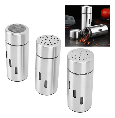 Set De Salero De Acero Inoxidable Con Ventana