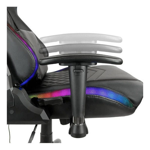 Imagen 8 de 10 de Silla de escritorio Audiotek MKZ-LKSGRGBTB301 gamer ergonómica negra con tapizado de cuero sintético
