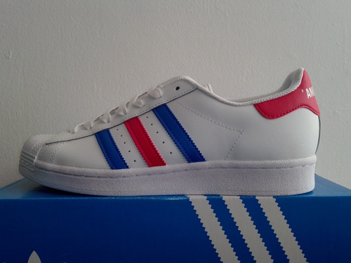 adidas superstar blancos con azul