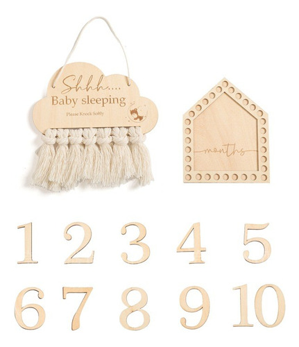 Tarjetas Hh Baby No-disturrict M Ilestone De Madera Con Form