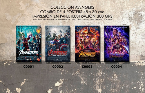 Posters Avengers Combo 4x Endgame Infinity War Ultron 45x30