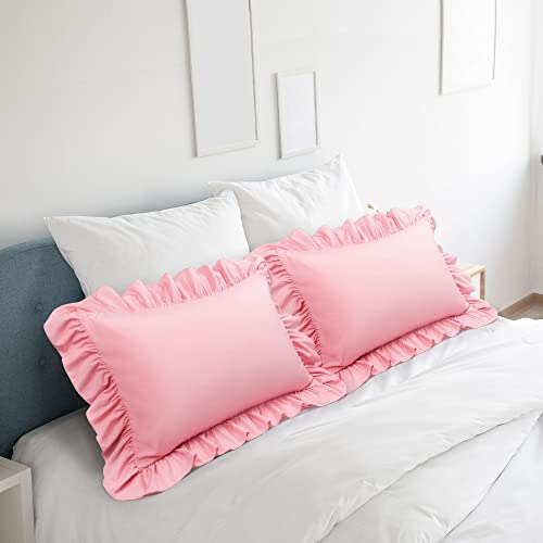 Juego De 2 Fundas De Almohada King, Color Rosa