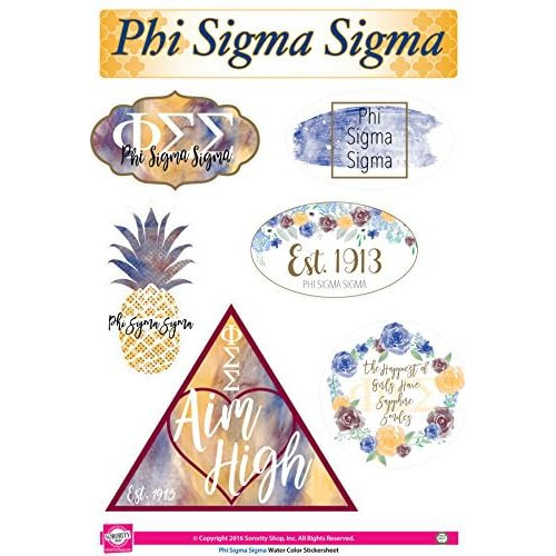 Phi Sigma Sigma - Sticker Sheet - Watercolor Theme