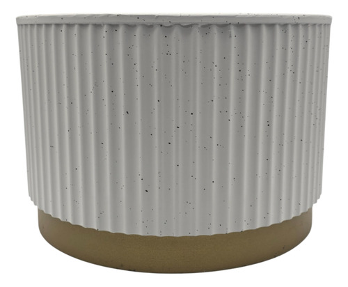 Macetero Plastico Redondo Bajo Premium Blanco Base Dorado