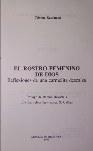 El Rostro Femenino De Dios - Cristina Kaufmann (Usado)
