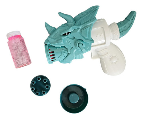 Burbujero Forma De Dinosaurio Hace Burbujas Incluye Recarga Color Celeste