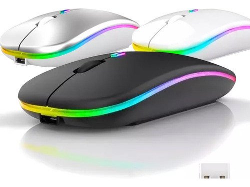 10 Mouse Inalámbrico Rgb 2.4g Bluetooth Recargable Mayoreo