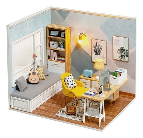 Diy Casa De Muñecas Juguete Miniatura De Kit, Estudio