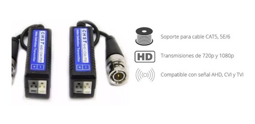 Imagen 2 de 5 de Balun Par 4k Para Camaras Seguridad Cctv Utp Bnc Cvi Ahd Tvi