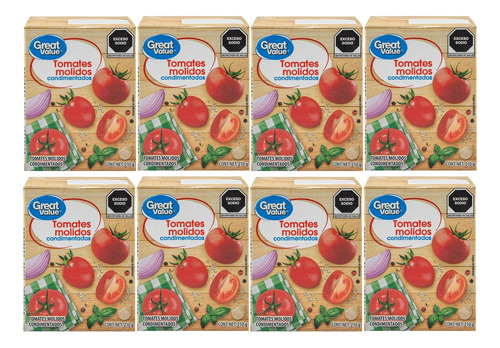 8 Tomates Molidos Great Value Condimentados 210g C/u