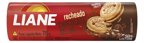 Biscoito Recheado Chocolate Belga Sem Lactose Liane 115g